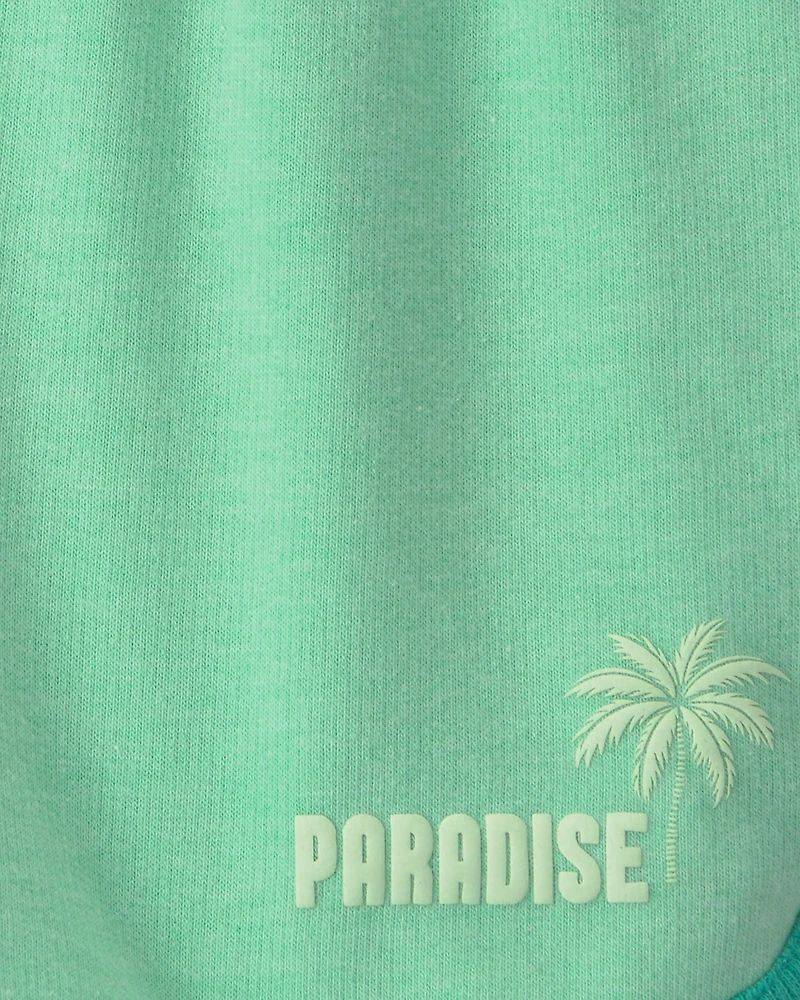 Girls 'Paradise' French Terry Shorts - Green