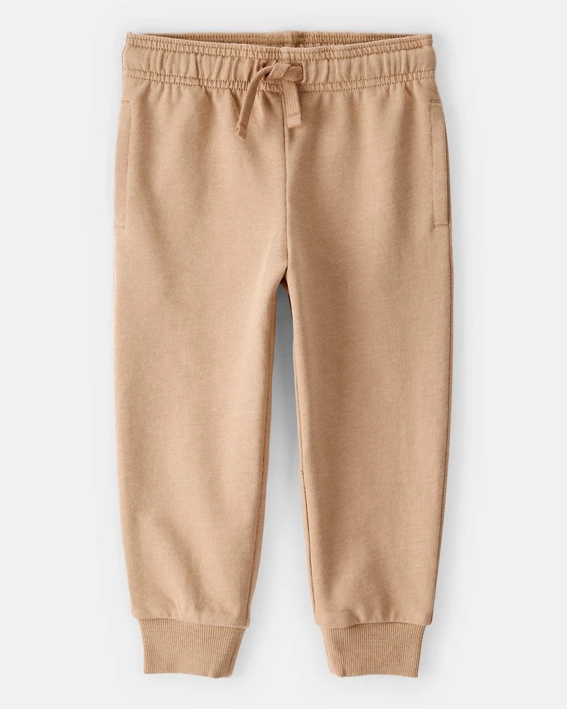 Toddler Boy Construction French Terry Jogger - Tan