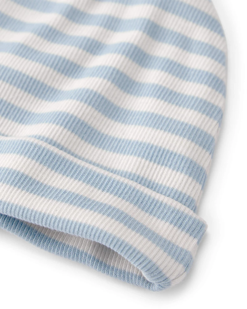 Baby Organic Cotton Striped Rib Cap
