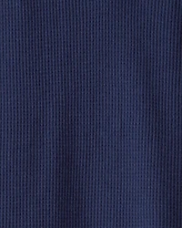 Boys Stripe Thermal Long-Sleeve Henley T-Shirt - Navy