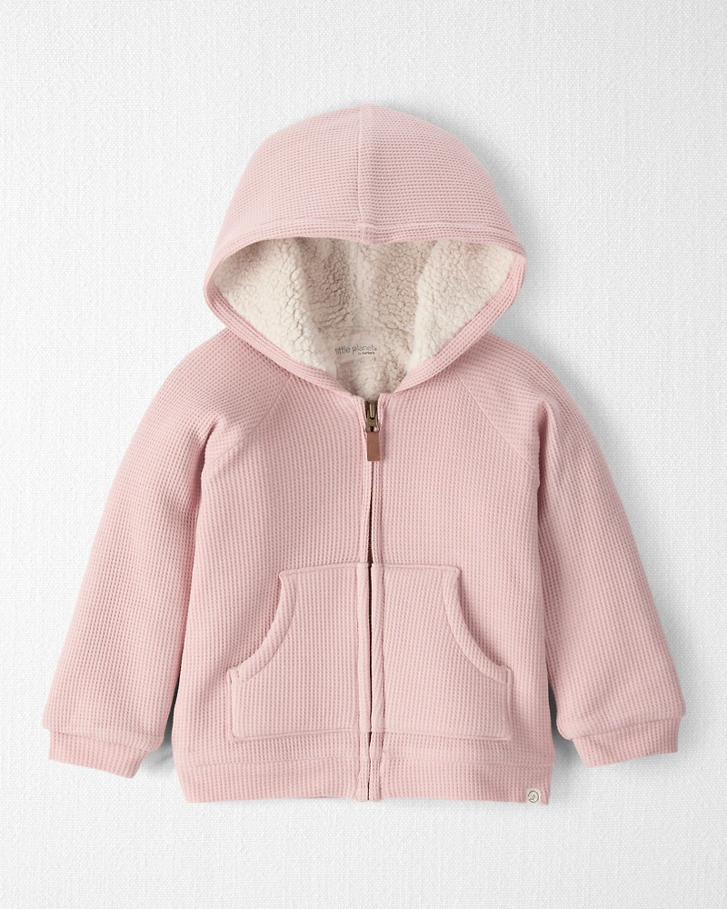 Toddler Girl Waffle Knit Hooded Jacket Made with Organic Cotton