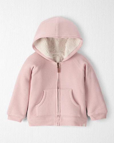Toddler Girl Waffle Knit Hooded Jacket Made with Organic Cotton