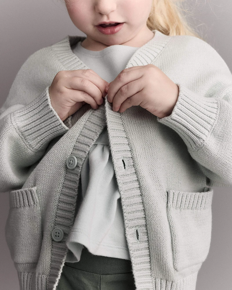 Toddler Girl Cardigan with Avenue Pockets - Light Blue