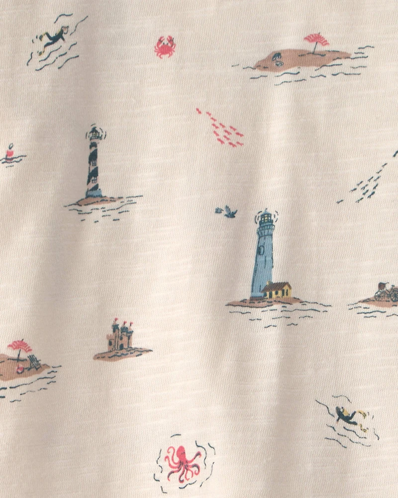 Baby 2-Piece Organic Cotton Shortall Set Coastal Vacation