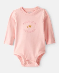Baby Girl Shine Like Grandma Cotton Long-Sleeve Graphic Bodysuit - Pink