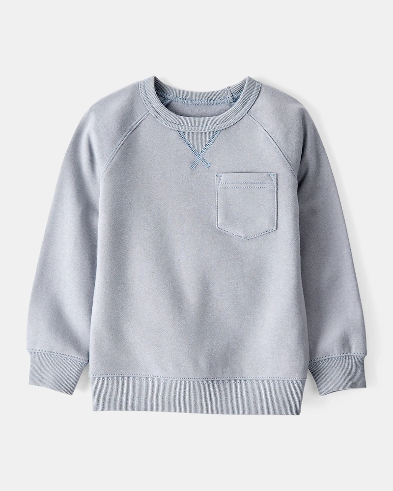 Toddler Boy Solid Fleece Long-Sleeve Sweatshirt - Grey