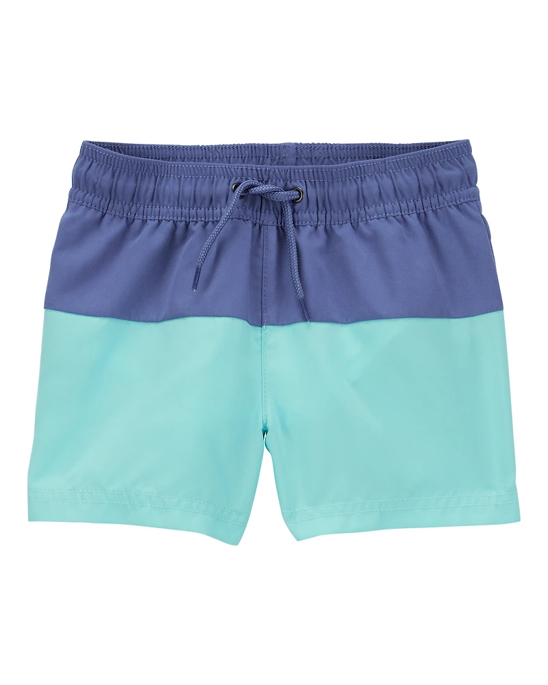 Toddler Boy Colourblock Swim Trunks - Green/Blue