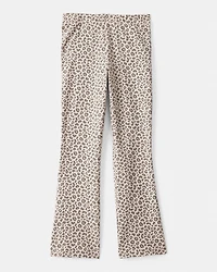 Girls Cotton Leopard Stretch Flare Leggings
