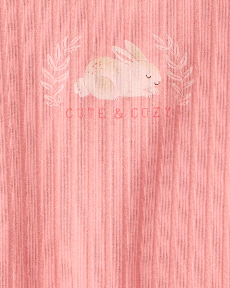 Toddler Girl 2-Piece Bunny Drop Needle Ribbed Pyjamas