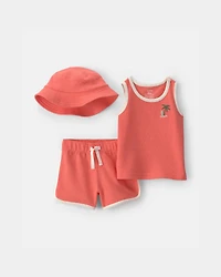 Baby Boy 3-Piece Palm Tree Top & Short Set - Orange