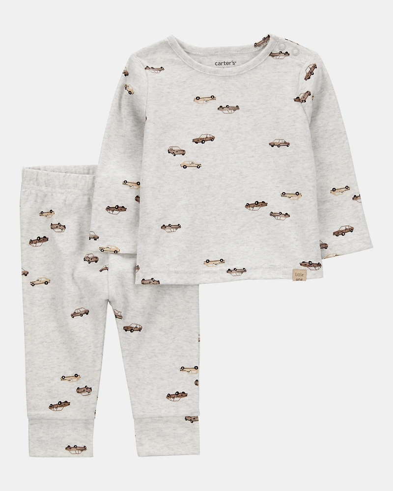 Baby 2-Piece Car Print Long-Sleeve Tee & Pant Set