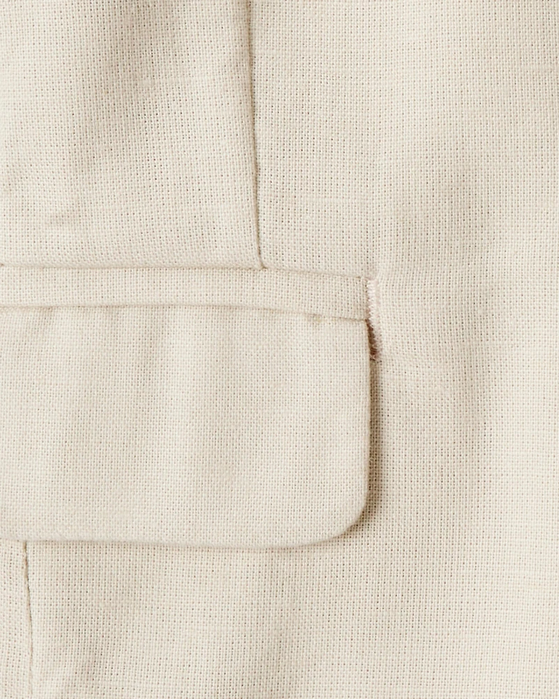 Baby Linen Suit Jacket Made with Organic Cotton - Khaki