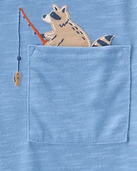 Toddler Boy 2-Piece Fishing Raccoon Loose Fit Pajamas