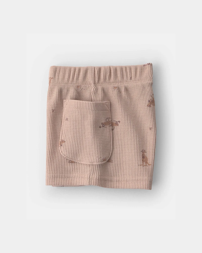 Baby Boy 2-Piece Safari Animal Print Sleeveless Top & Short Set - Brown