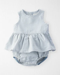 Baby Organic Cotton Seersucker Sunsuit