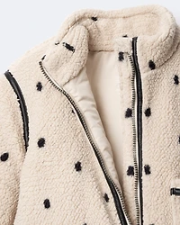 Toddler Girl Polka Dot Sherpa Jacket - Ivory
