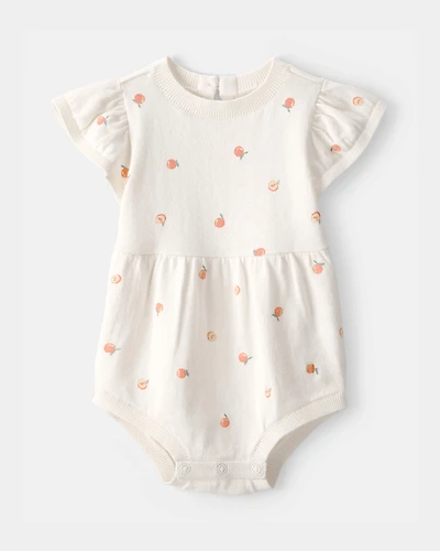 Baby Girl Peach Romper - Ivory