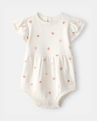 Baby Girl Peach Romper - Ivory