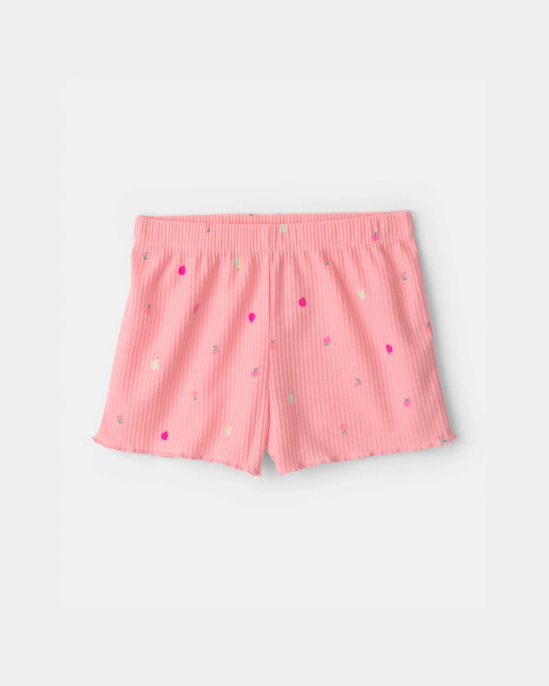 Toddler Girl Fruit Short-Sleeve Loose Fit 2-Piece pyjama Set - Pink