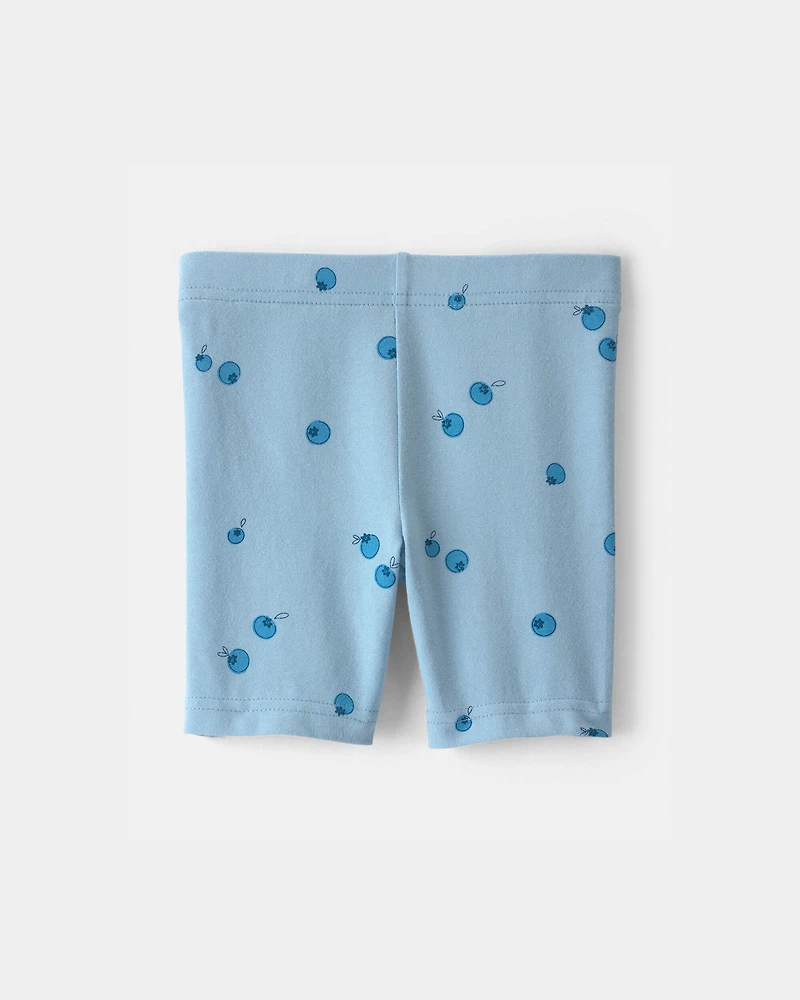 Toddler Girl Blueberry Bike Shorts - Blue
