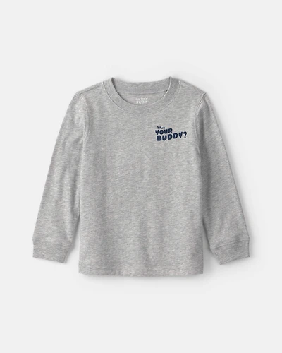 Toddler Boy Buddy Dog Long-Sleeve Graphic Tee – Grey