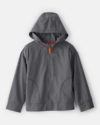 Boys Active Hooded Zip-Up Jacket - Grey