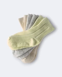 Toddler 3-Pack Crew Socks - Cream/Heather Grey/Yellow