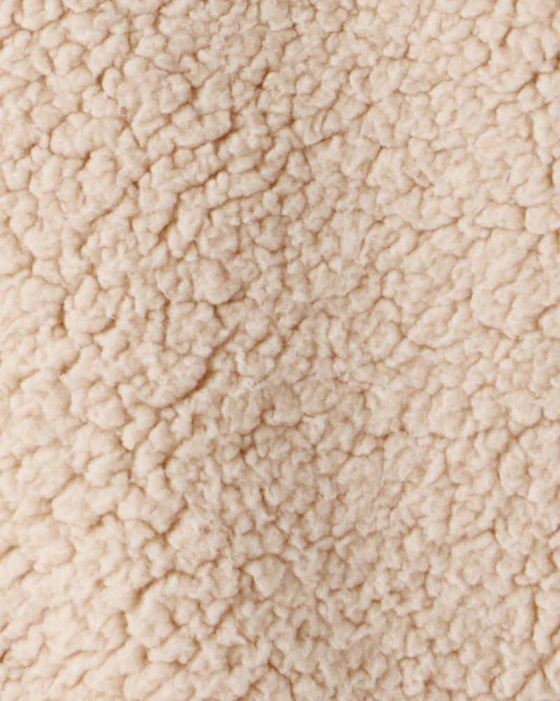 Baby Girl Embroidered Sherpa Long-Sleeve Jumpsuit - Brown