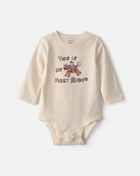 Baby 'This Is My First Rodeo' Long-Sleeve Graphic Bodysuit - Cream