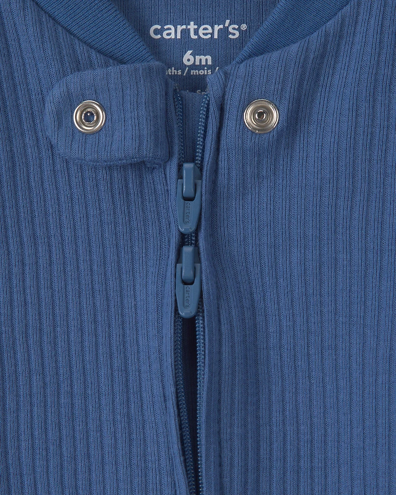 Baby Boy 2-Pack 2-Way Zip Sleepers Solid Sea Creature - Blue