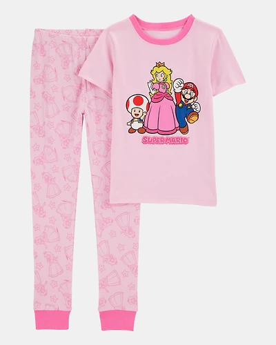 Girls Super Mario Bros™ Snug Fit Cotton 2-Piece Pyjamas - Pink