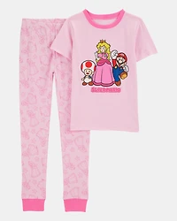 Girls Super Mario Bros™ Snug Fit Cotton 2-Piece Pyjamas - Pink