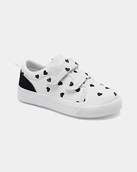 Toddler Girl Heart Print Casual Shoes - White/Black