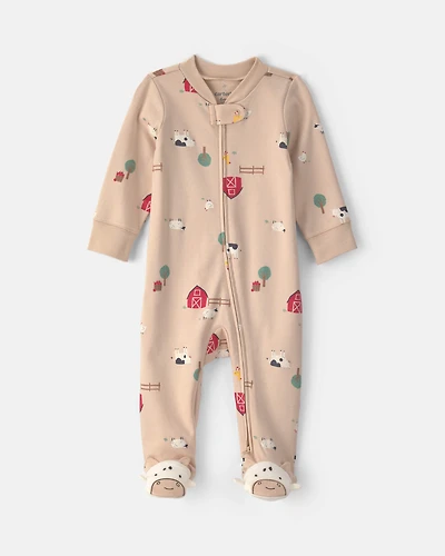 Baby Farm 100% Cotton 2-Way Zip Sleeper - Beige