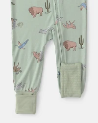 Baby Boy 1-Piece Animals PurelySoft™ Snug Fit Pyjama - Green