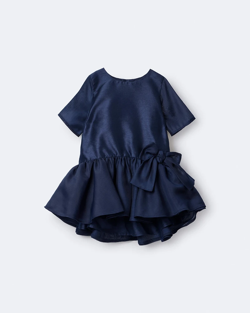 Toddler Girl Drop Waist Short-Sleeve Dress - Navy