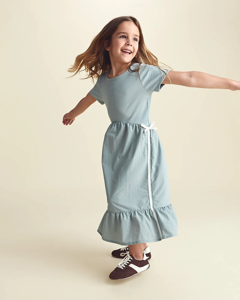 Girls Bow Midi Dress - Blue