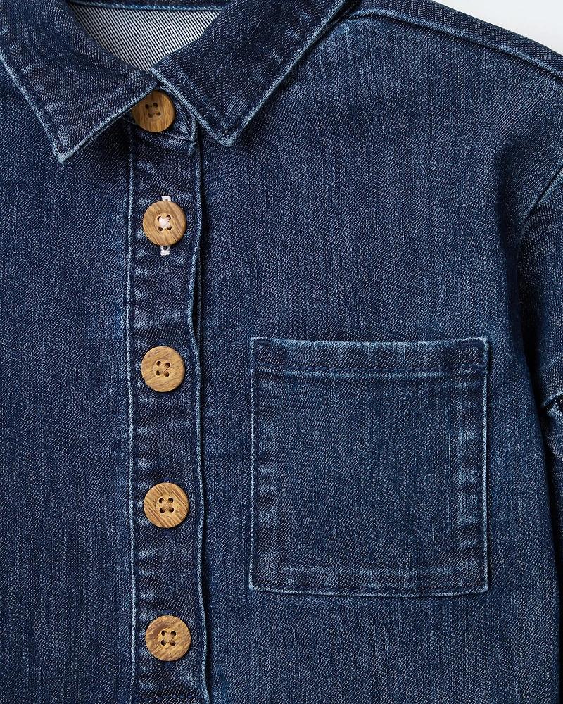 Toddler Girl Puff-Sleeve Denim Dress - Blue