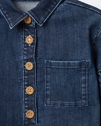 Toddler Girl Puff-Sleeve Denim Dress - Blue