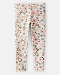 Toddler Girl Floral Pull-On Stretch Leggings - Cream