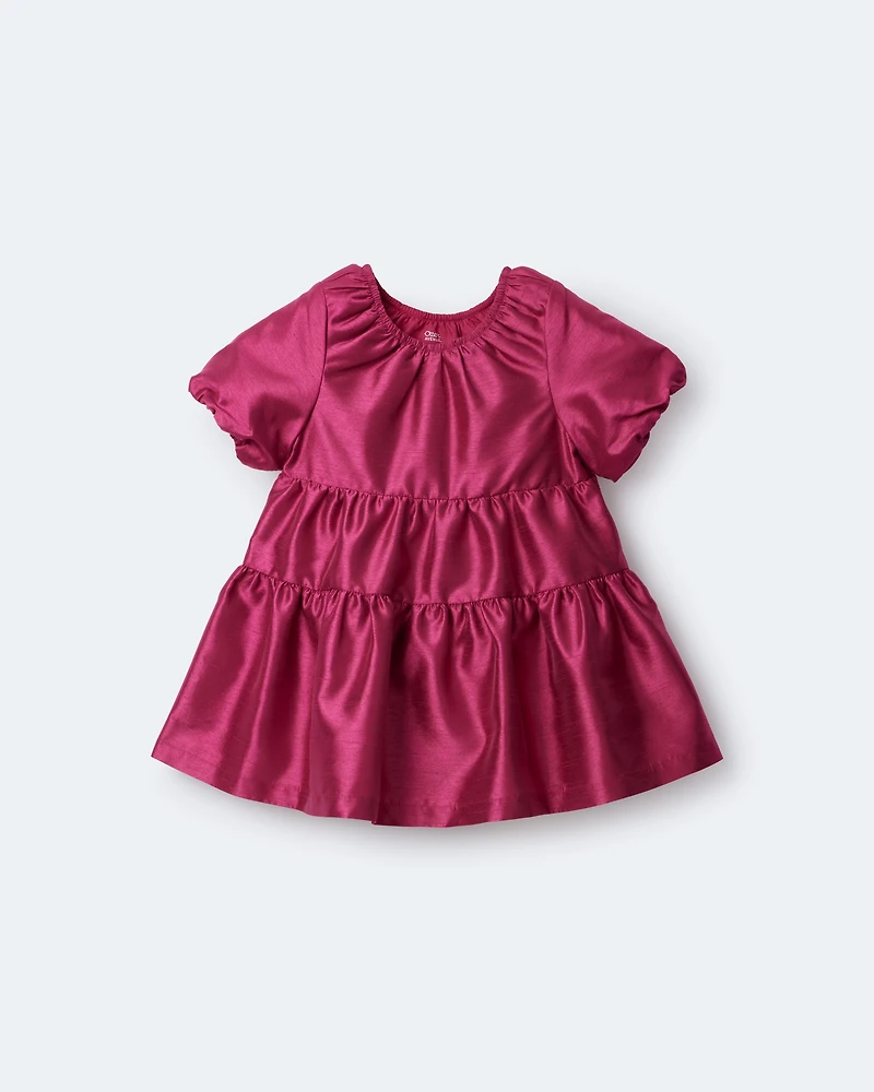 Toddler Girl Puff Sleeve Short-Sleeve Dress - Pink