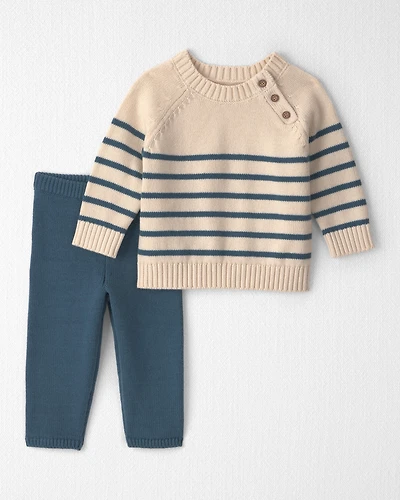 Baby 2-Piece Organic Cotton Knit Sweater & Pant Set Stripes