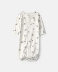 Baby Elephant 100% Cotton Converter Gown - Ivory
