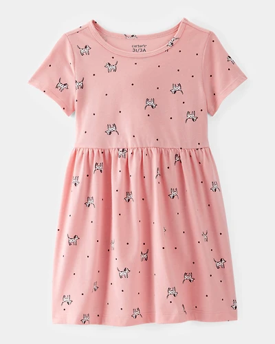 Toddler Girl Dog Print Dress