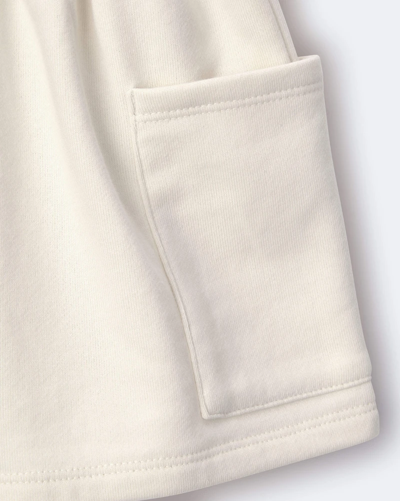 Toddler Girl Fleece Swing Short with Pockets - Cream