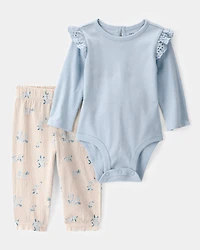 Baby Girl 2-Piece Bodysuit & Floral Pant Set