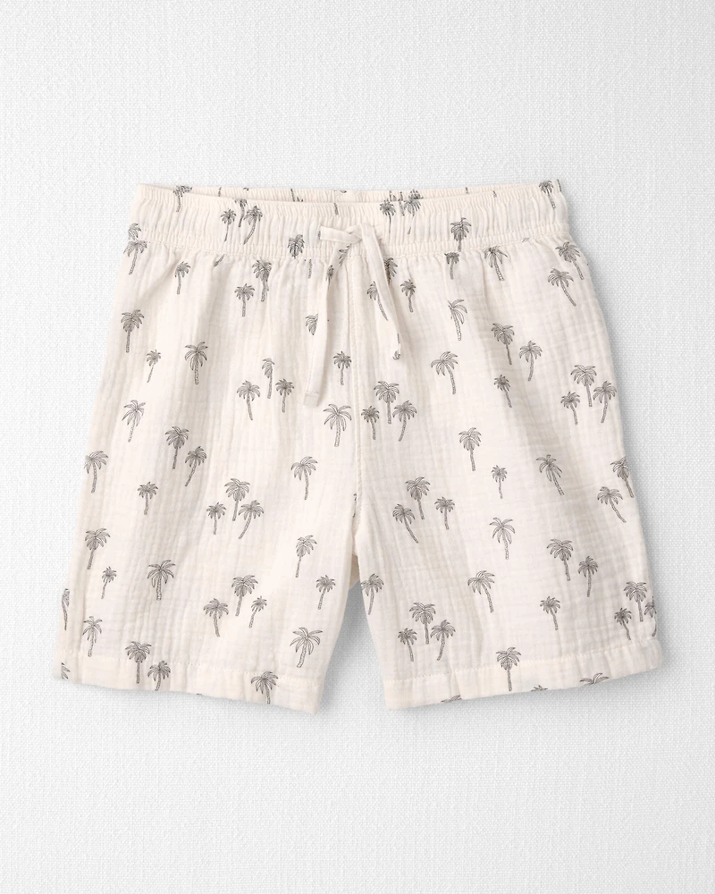 Boys 2-Piece Organic Cotton Gauze Top & Short Set Palm Trees