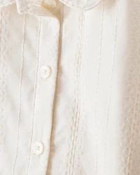 Toddler Girl Cotton Long-Sleeve Button-Down - White