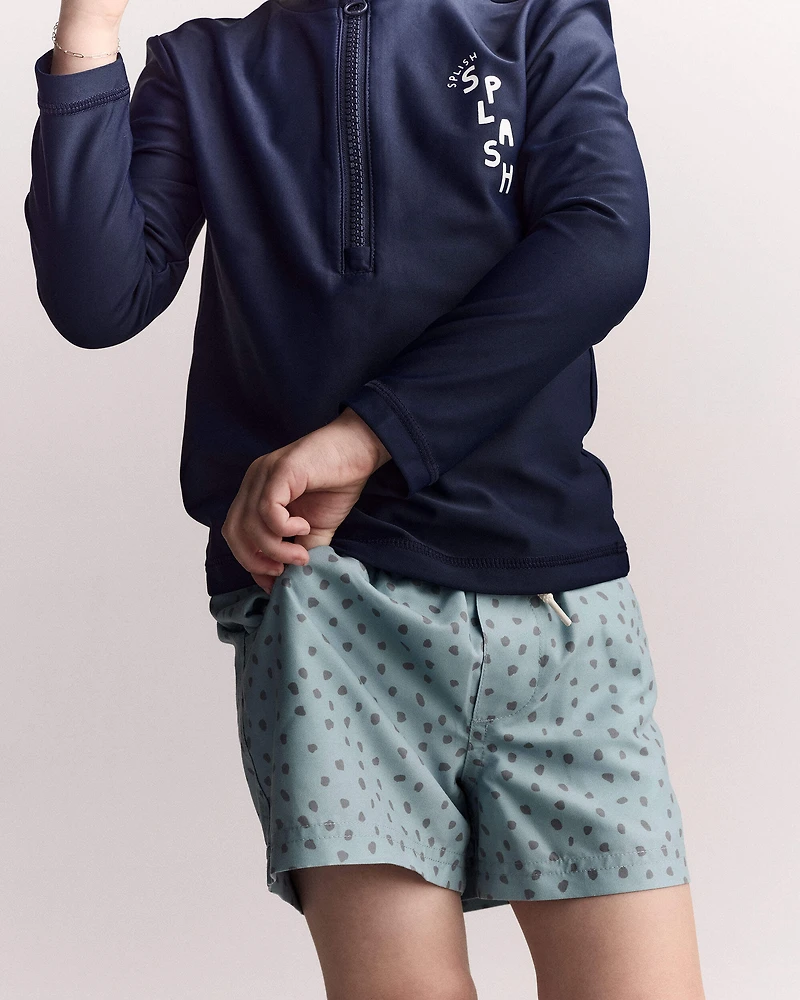 Toddler Boy 'Splish Splash' Half-Zip Long-Sleeve Rashguard - Navy