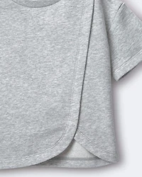 Toddler Girl French Terry Dolphin-Hem Top - Heather Grey